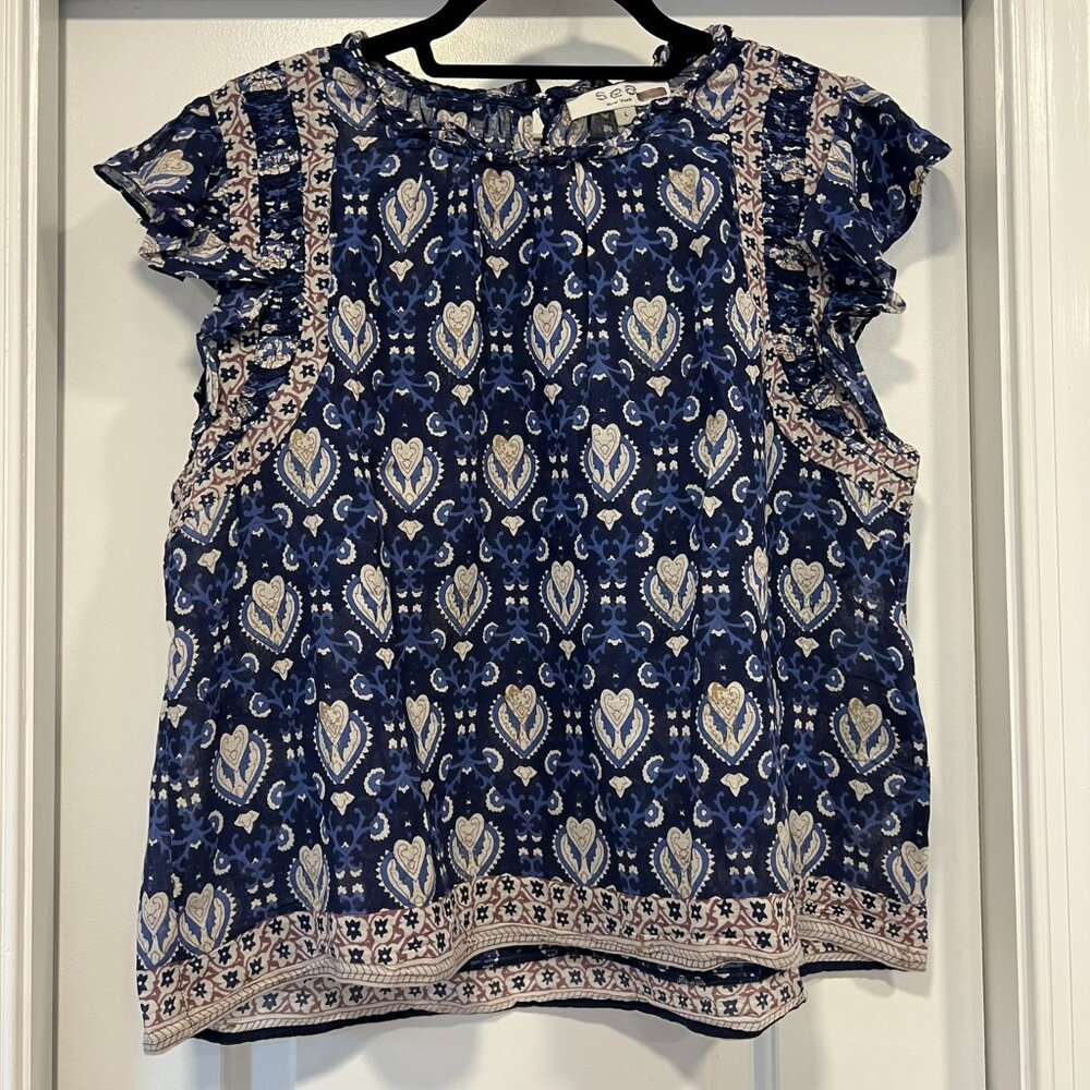Sea New York Short Sleeve Blouse in Navy